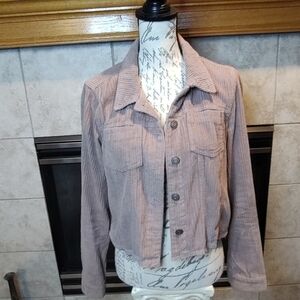 1 Sunset Lane Corduroy Crop Distressed Jacket